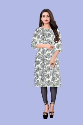 Tulsii Fab Women Printed Anarkali Kurta(White)