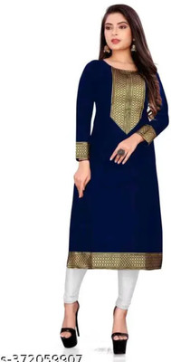 DIVYAFASHIONHUB Women Embroidered A-line Kurta(Blue)