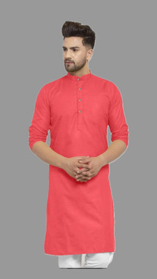 HouseOfCommon Men Striped A-line Kurta(Red)
