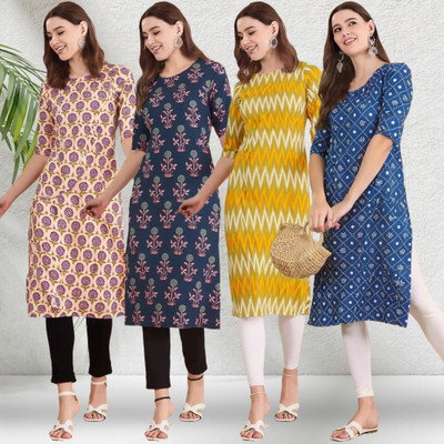 1 Stop Fashion Women Printed A-line Kurta(Multicolor)