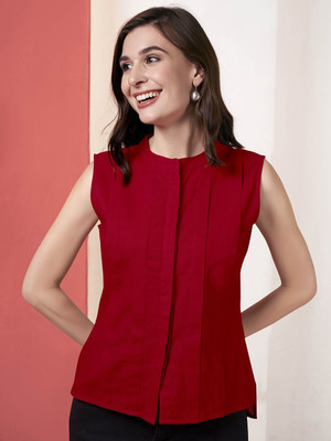 ANOUK Women Solid Straight Kurta(Red)