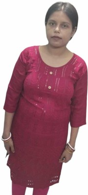 Subha Traders Women Solid A-line Kurta(Maroon)