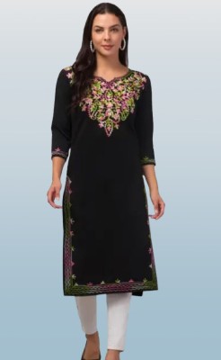 Naaz Clothing Women Embroidered A-line Kurta(Black)