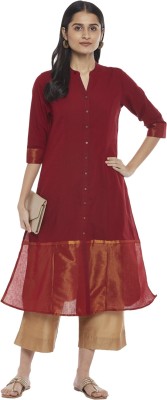 Rangmanch by Pantaloons Women Solid A-line Kurta(Maroon)