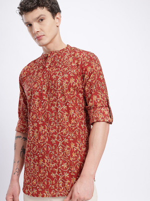 Anouk Rustic Men Printed Straight Kurta(Red)