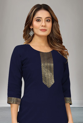 Shiv Enterprise Women Self Design A-line Kurta(Blue)