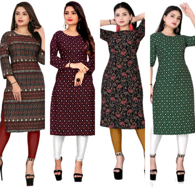 MIROSELLY CREATION Women Printed, Geometric Print Straight Kurta(Multicolor)