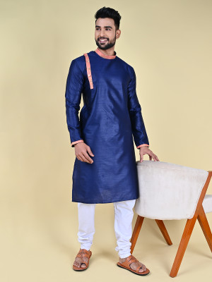 MANNYATA Men Self Design A-line Kurta(Blue)