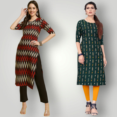 KALLAXI Women Self Design Straight Kurta(Multicolor)