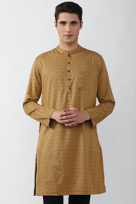 PETER ENGLAND Men Printed Straight Kurta(Brown)