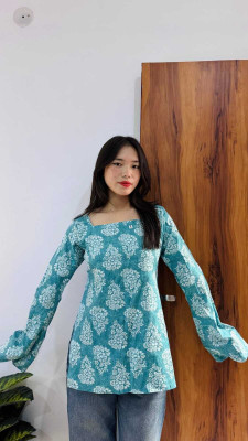 AQUA COLLECTIONN Women Printed A-line Kurta(Blue)