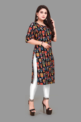 WOMENSILKFABRIC Women Printed Straight Kurta(Multicolor)