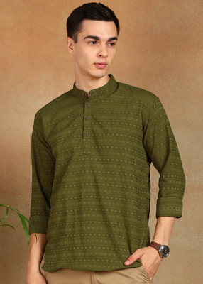 FUBAR Men Solid Straight Kurta(Green)