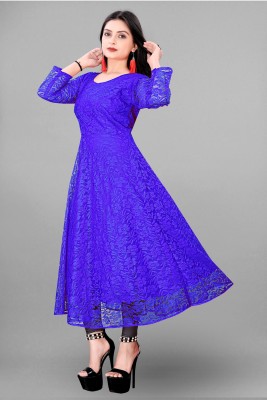 dramfashion Anarkali Gown(Blue)