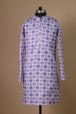 FOXDX Men Printed A-line Kurta(Purple)