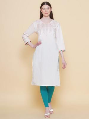 ARBAB Women Printed A-line Kurta(White)