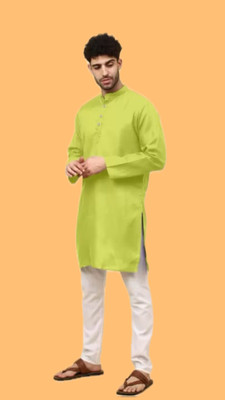 The Fashion Outlets Men Solid A-line Kurta(Green)