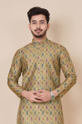 ALMORA Men Embroidered A-line Kurta(Multicolor)