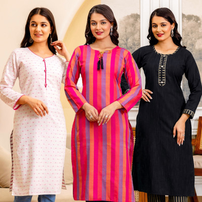 BILANZA Women Printed Straight Kurta(Multicolor)