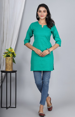 AMISHU FASHION Women Self Design A-line Kurta(Light Green)