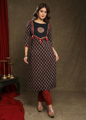 Amthi Women Self Design A-line Kurta(Multicolor)