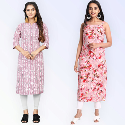 KAUTAQI Women Self Design Straight Kurta(Multicolor)