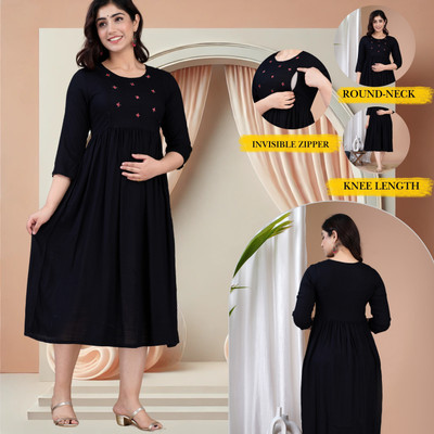 simran Women Self Design Anarkali Kurta(Black)