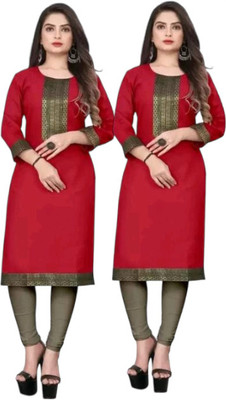 fentik.com Women Solid A-line Kurta(Gold, Red, Black)