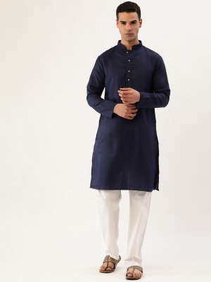 SWAGG INDIA Men Solid Straight Kurta(Dark Blue)