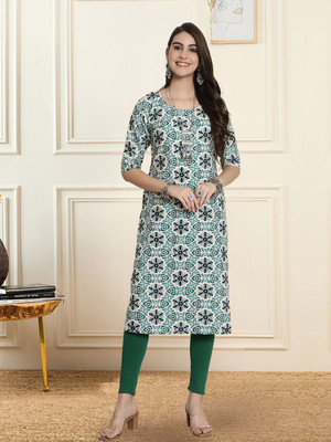 1 Stop Fashion Women Printed A-line Kurta(Green)