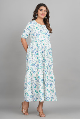 INSTA CRAFT Women Kalamkari Anarkali Kurta(Blue)