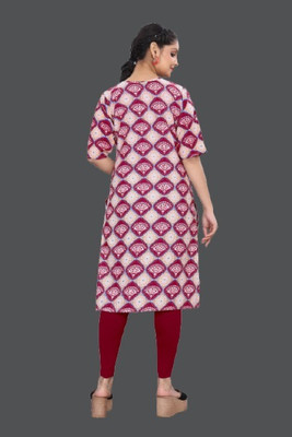 SUMITA SAREE Women Printed Straight Kurta(Maroon)