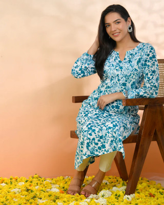 Maaz Chikan Arts Women Floral Print Ethnic Dress Kurta(Multicolor)