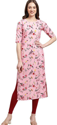 shre Women Printed A-line Kurta(Pink)