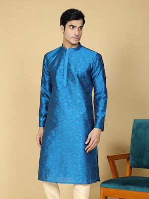 Namaskar Men Self Design A-line Kurta(Blue)