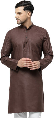 TS Lifestyle Men Solid Straight Kurta(Brown)