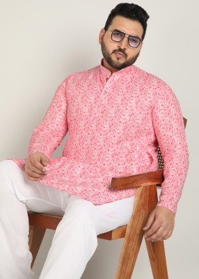 METRONAUT PLUS Men Printed A-line Kurta(Pink)