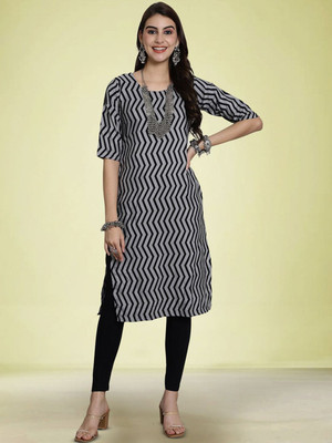 Moda Rapido Women Solid Straight Kurta(Grey)