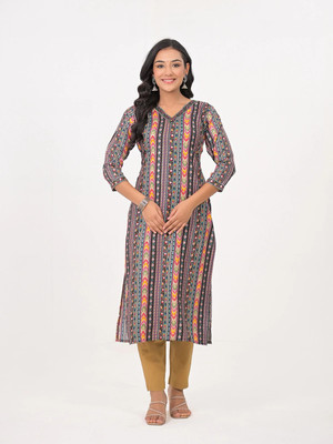 AD4U Women Self Design A-line Kurta(Multicolor)