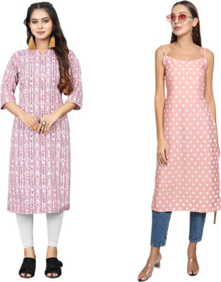 HouseOfCommon Women Self Design Straight Kurta(Multicolor)