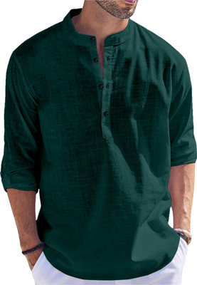 Kavyangle Creation Men Self Design Straight Kurta(Green)