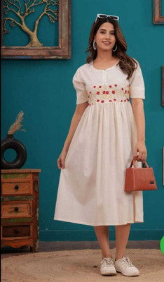 SORTHIYA GROUP Women Embroidered Ethnic Dress Kurta(White)