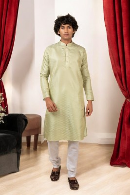 Tattva Men Woven Design Straight Kurta(Light Green)