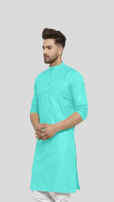 VINAARI Men Solid A-line Kurta(Green)
