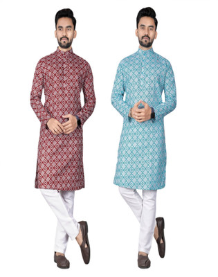 DHASU TRENDZ Men Printed Straight Kurta(Multicolor)