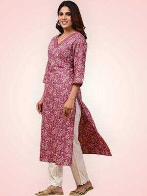 PRAYAARI FASHIONS Women Self Design Straight Kurta(Purple)