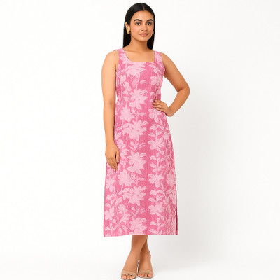 SRGS Collection Women Floral Print Straight Kurta(Multicolor)