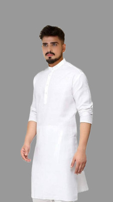 VINAARI Men Solid A-line Kurta(White)