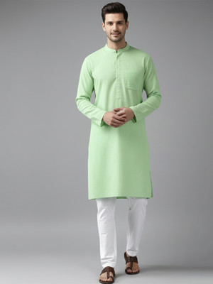 Navkanj Men Solid Straight Kurta(Light Green)
