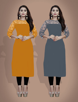 Maheshvi Women Self Design Straight Kurta(Multicolor)